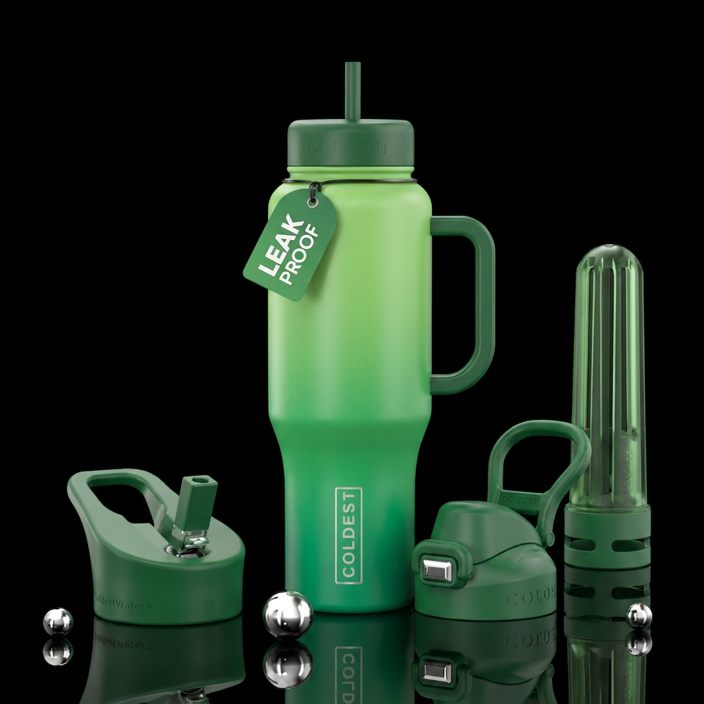 green gradient water bottle design