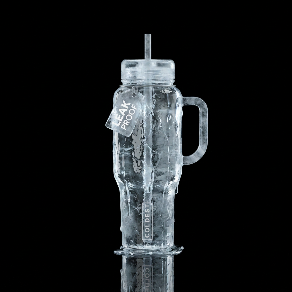 bottle that looks like an ice cube melting water bottle design