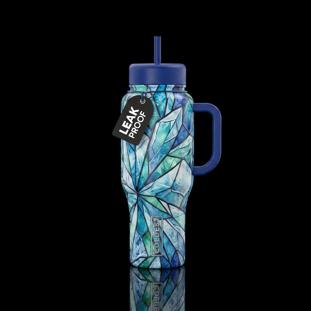 stained glass ice water bottle design