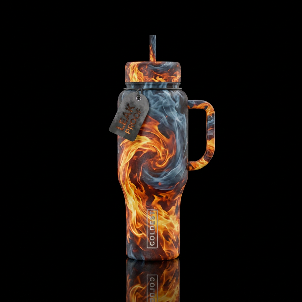Smoke and fire water bottle design