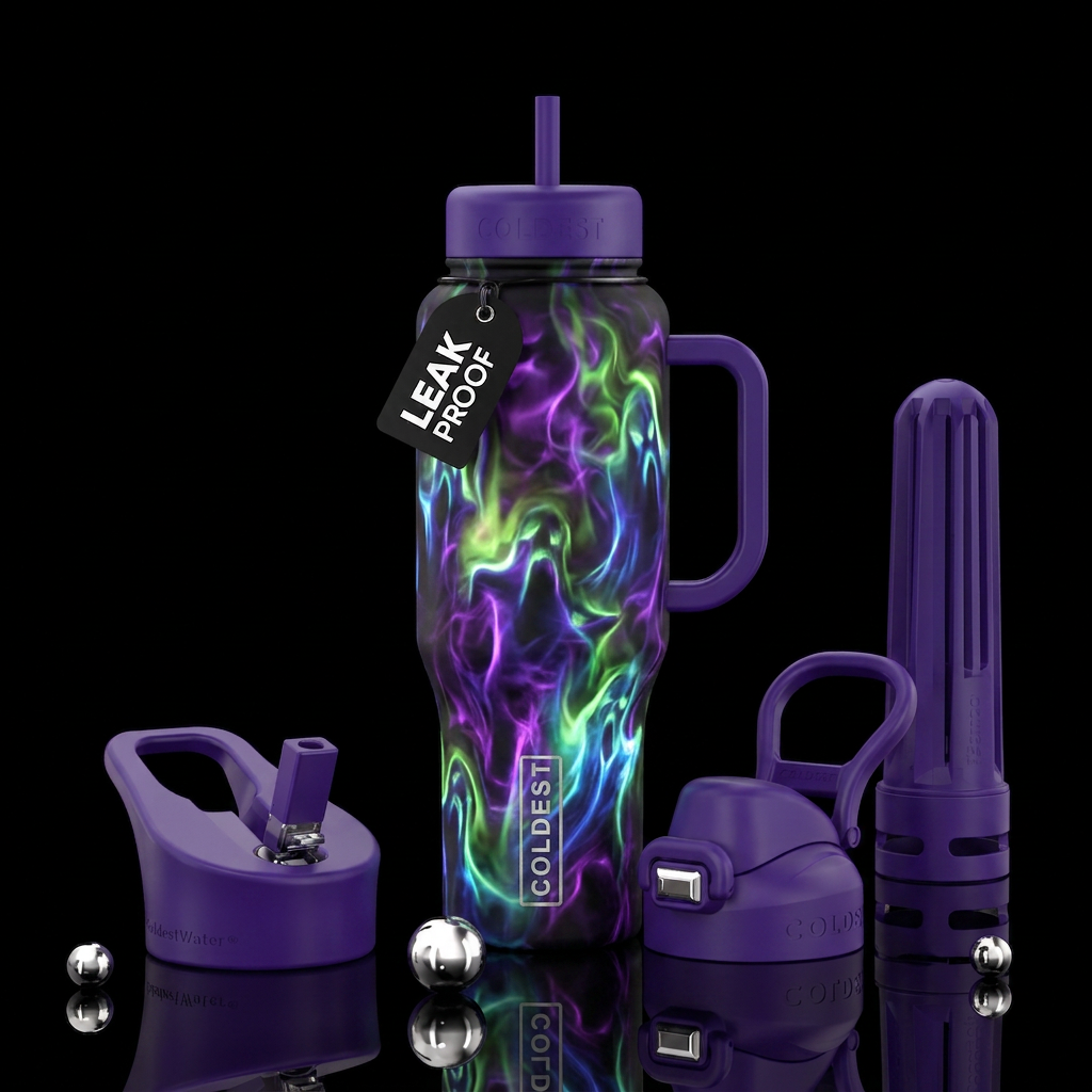 evil ghost glow water bottle design