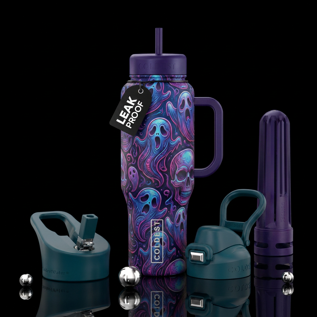 ghost, skull water bottle design