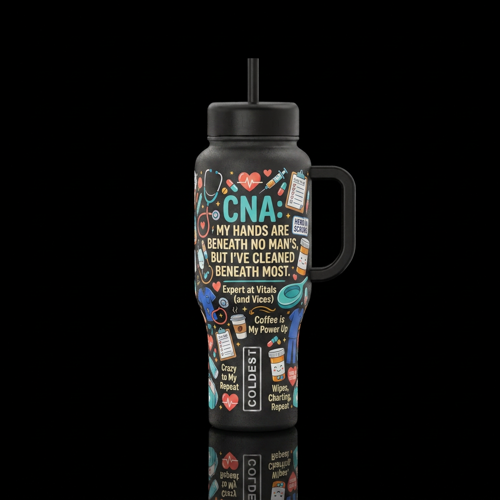 Create something funny for CNAs water bottle design
