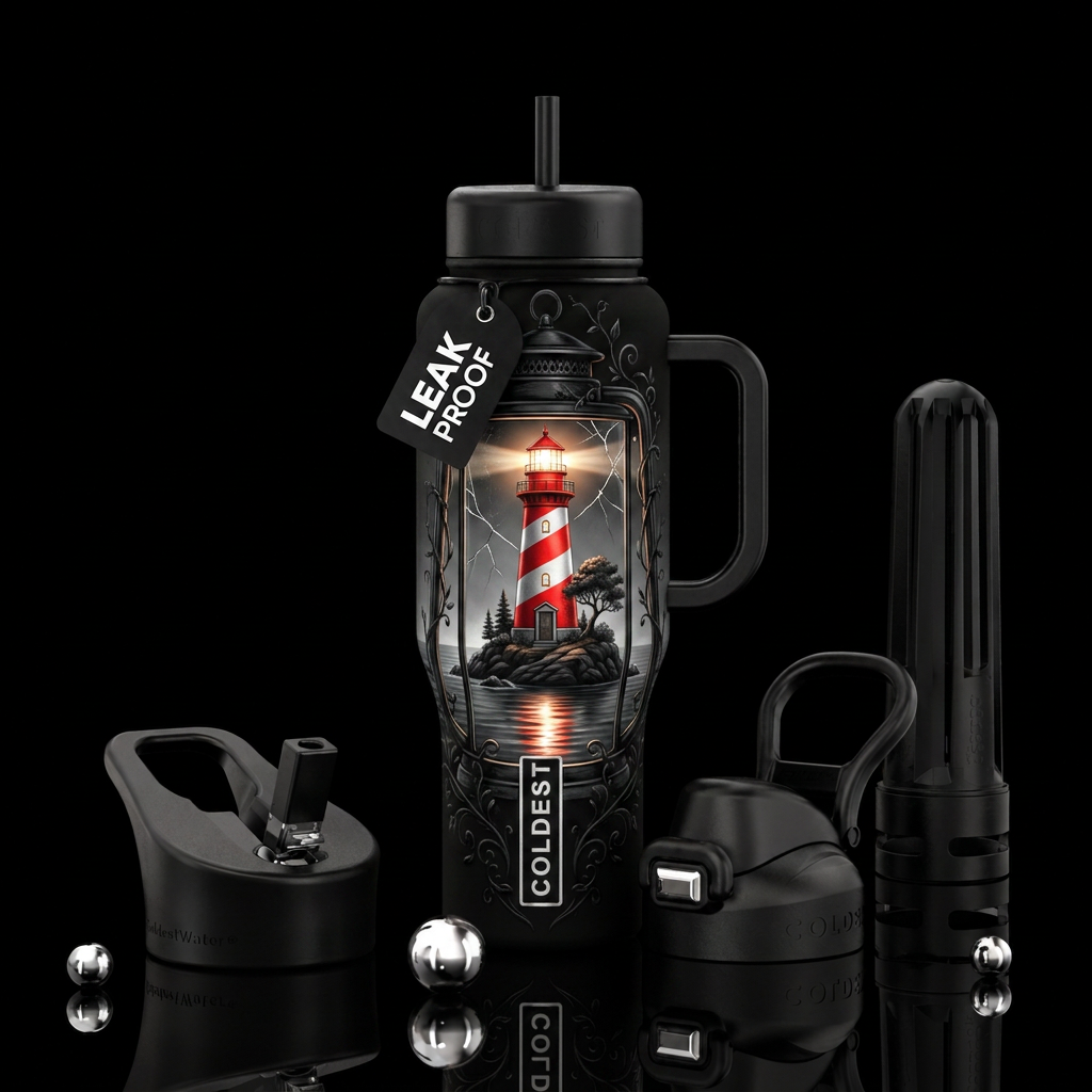 The Light in the Dark water bottle design