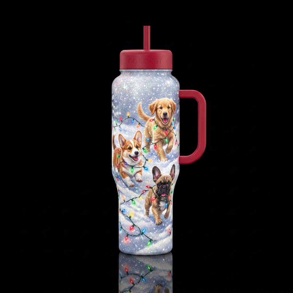 Dashing through the Snow water bottle design