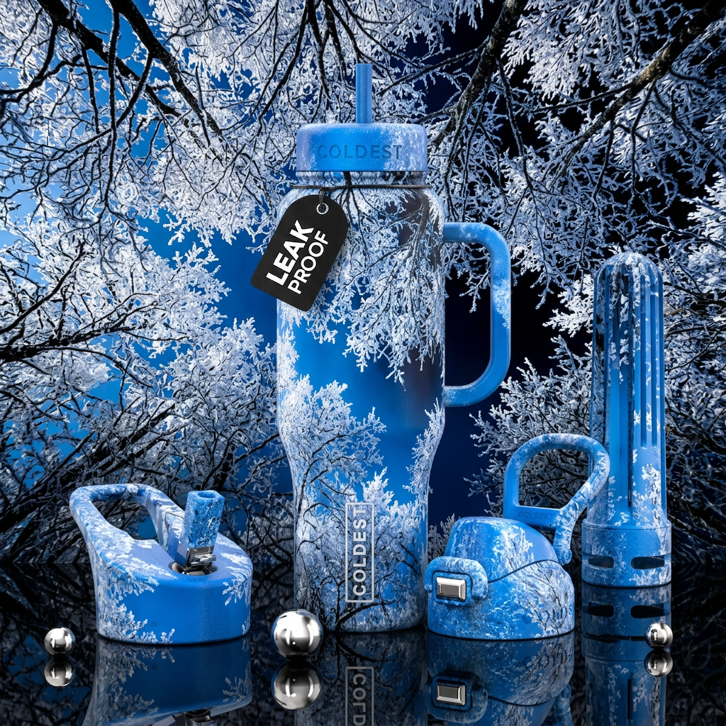 Winter, bright blue sky,looking up seeing deciduou... water bottle design