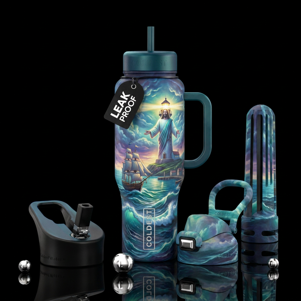 Jesus is the Lighthouse water bottle design