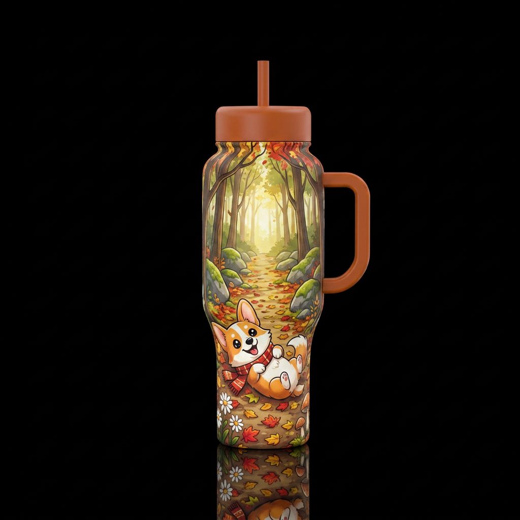 Wooded path throughlined with moss covered rocks s... water bottle design