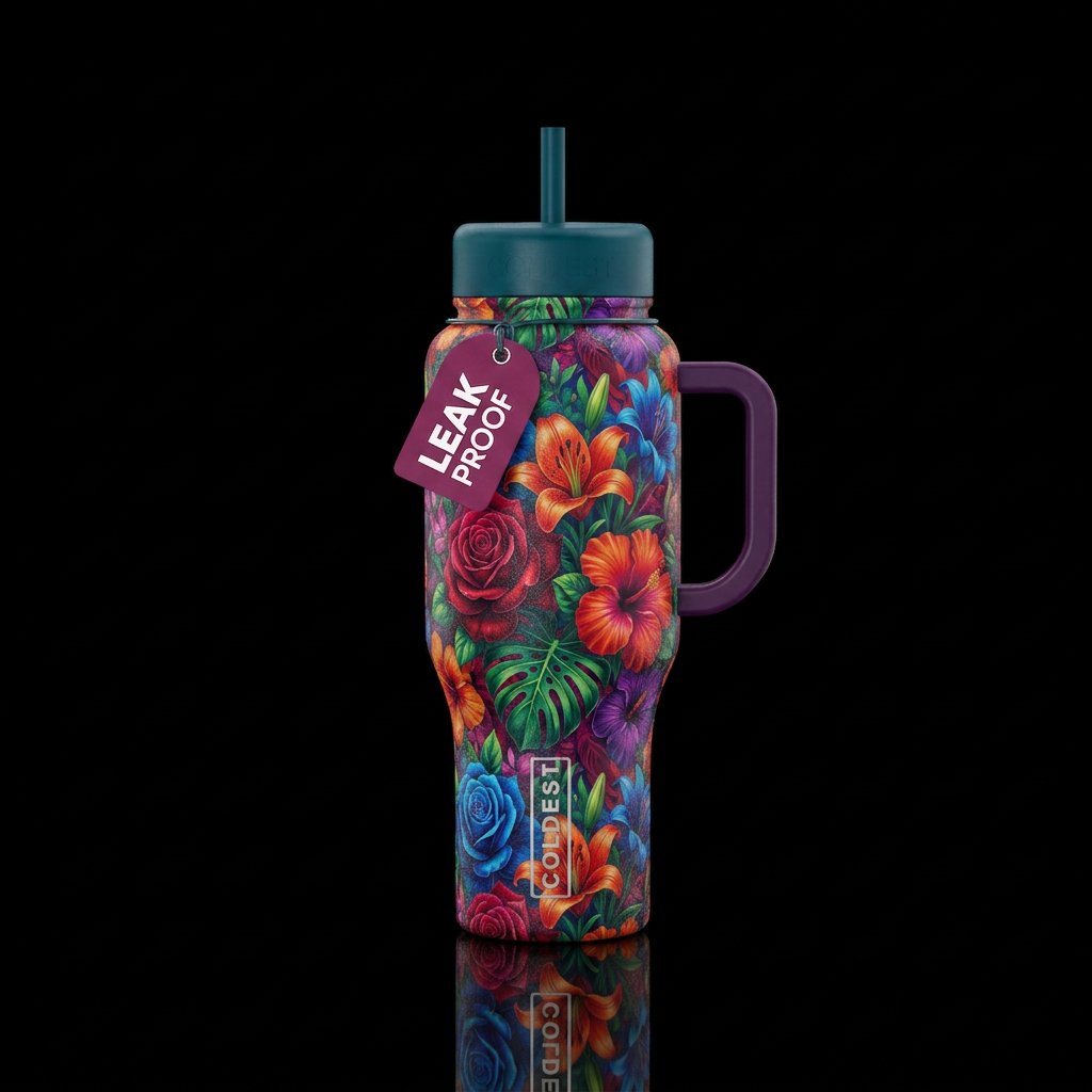 Multi color floral, passion, exquisite, beautiful water bottle design