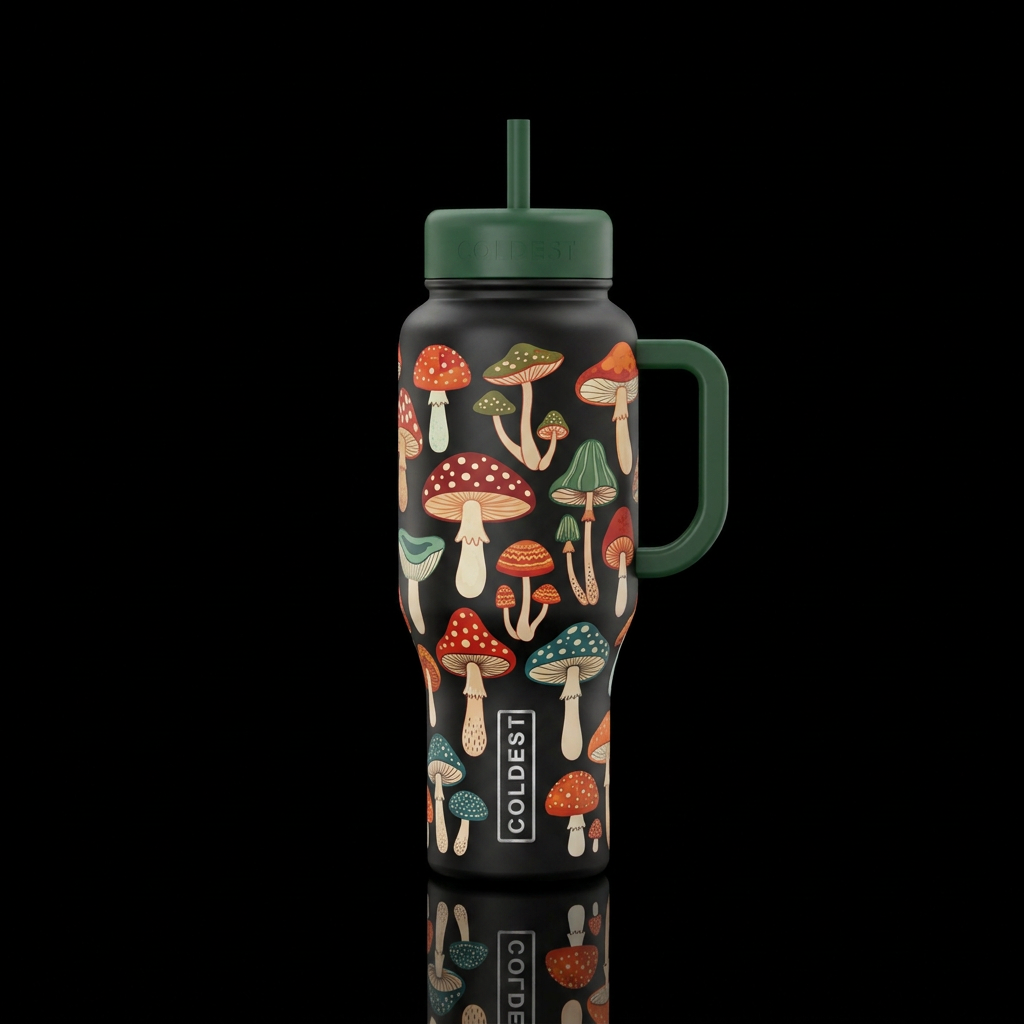 Mushrooms water bottle design