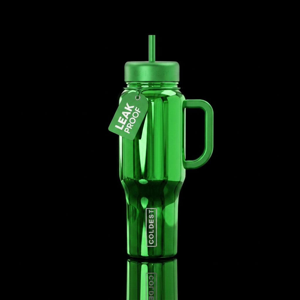 Green chrome bottle 40oz water bottle design