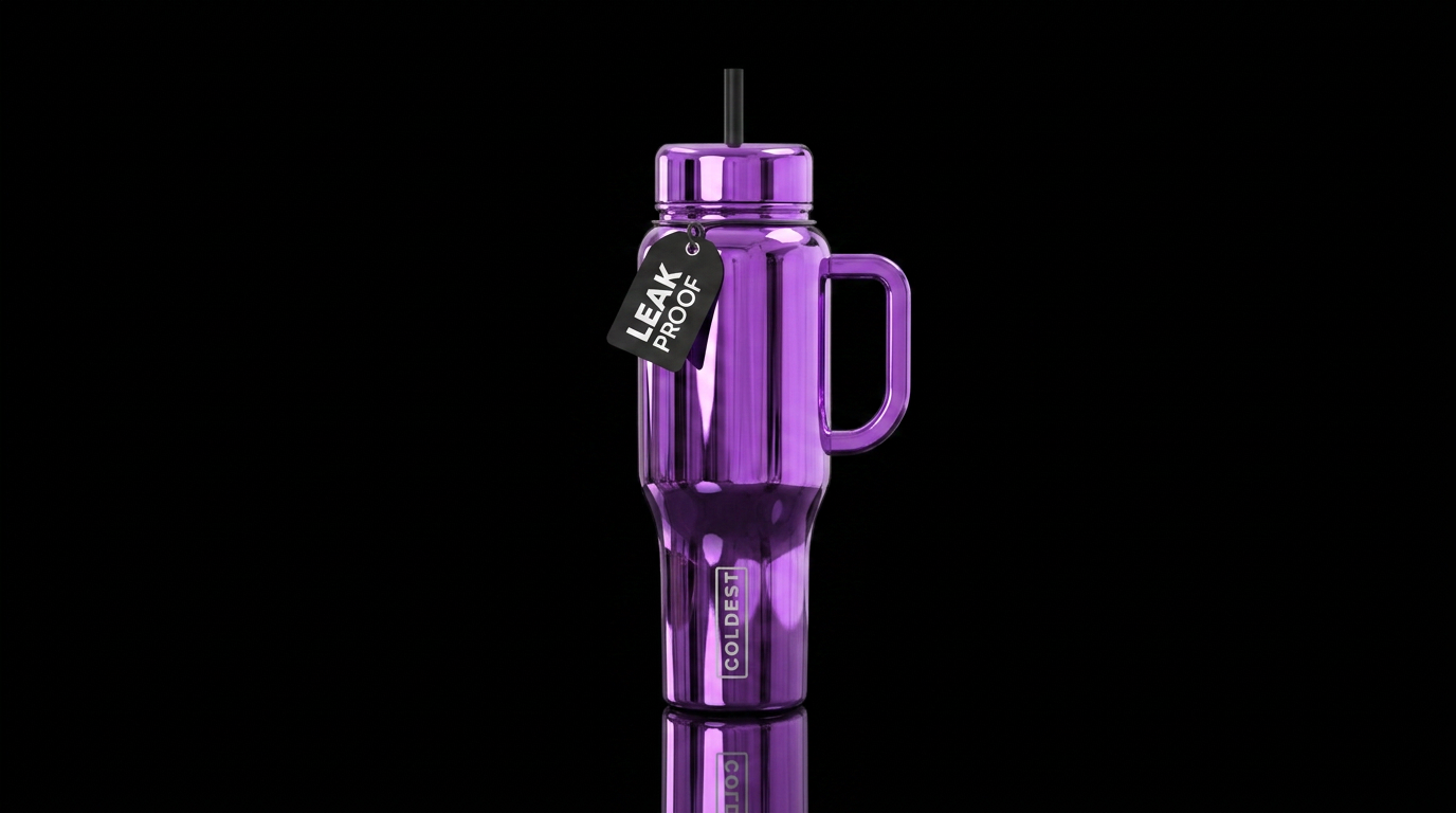 Purple chrome bottle water bottle design