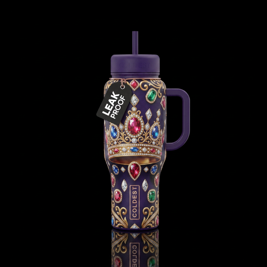 Princess crown and jewels water bottle design