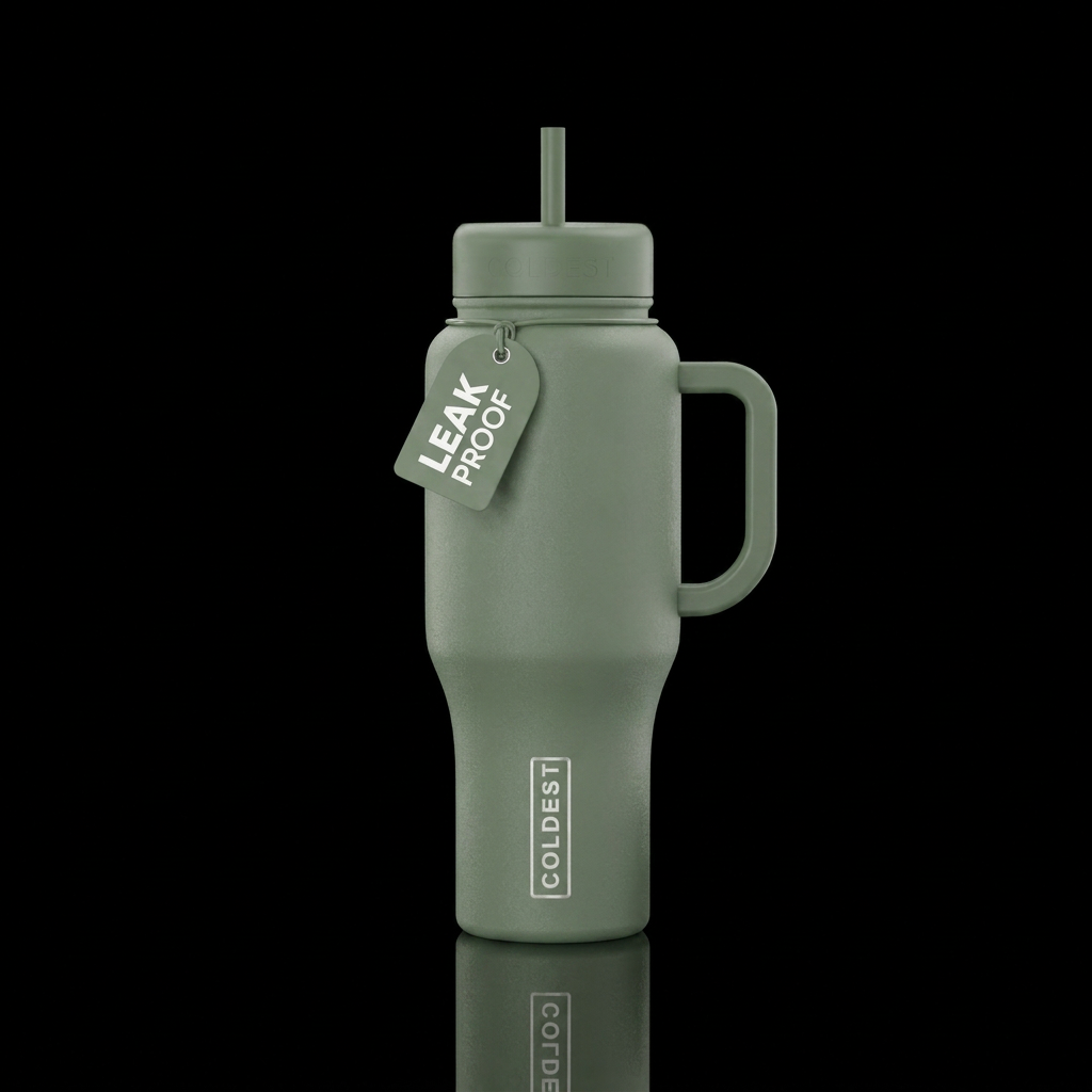 Sage green bottle water bottle design