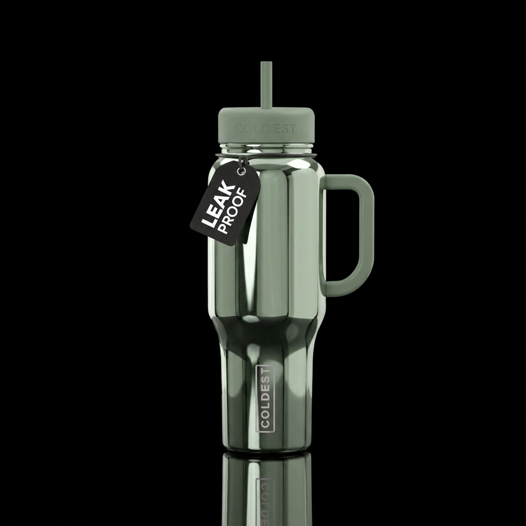 Sage chrome water bottle design