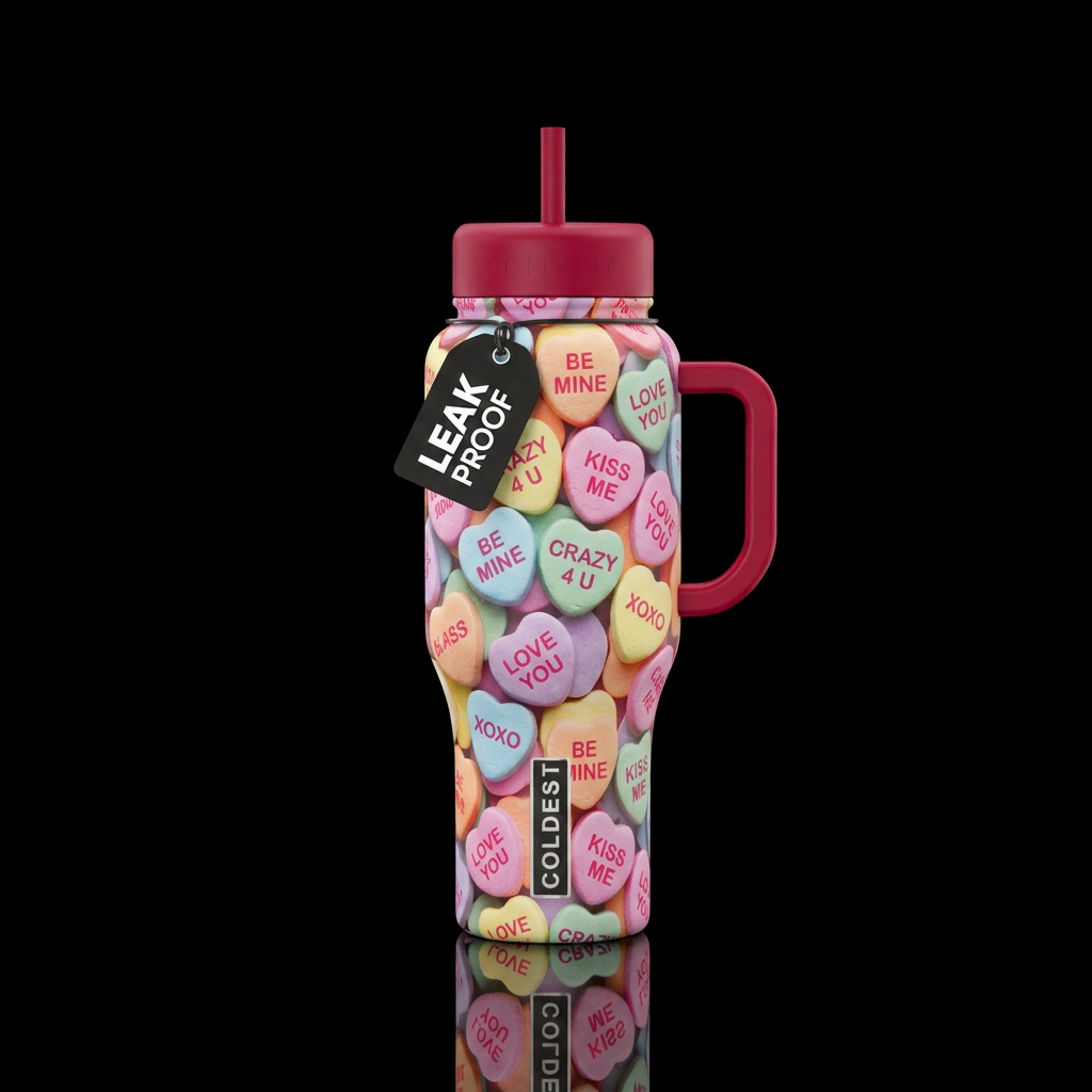 Valentine candy with words bottles water bottle design