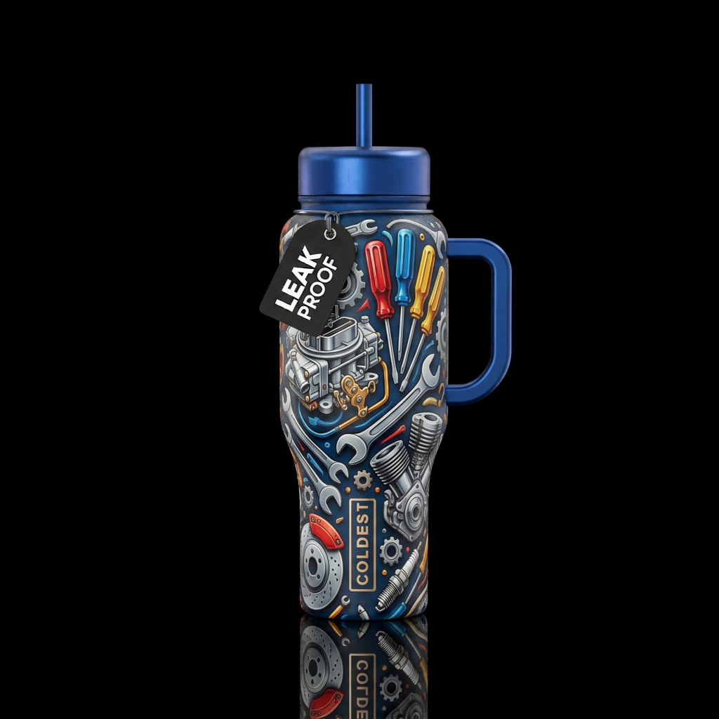 Car mechanic bottle water bottle design