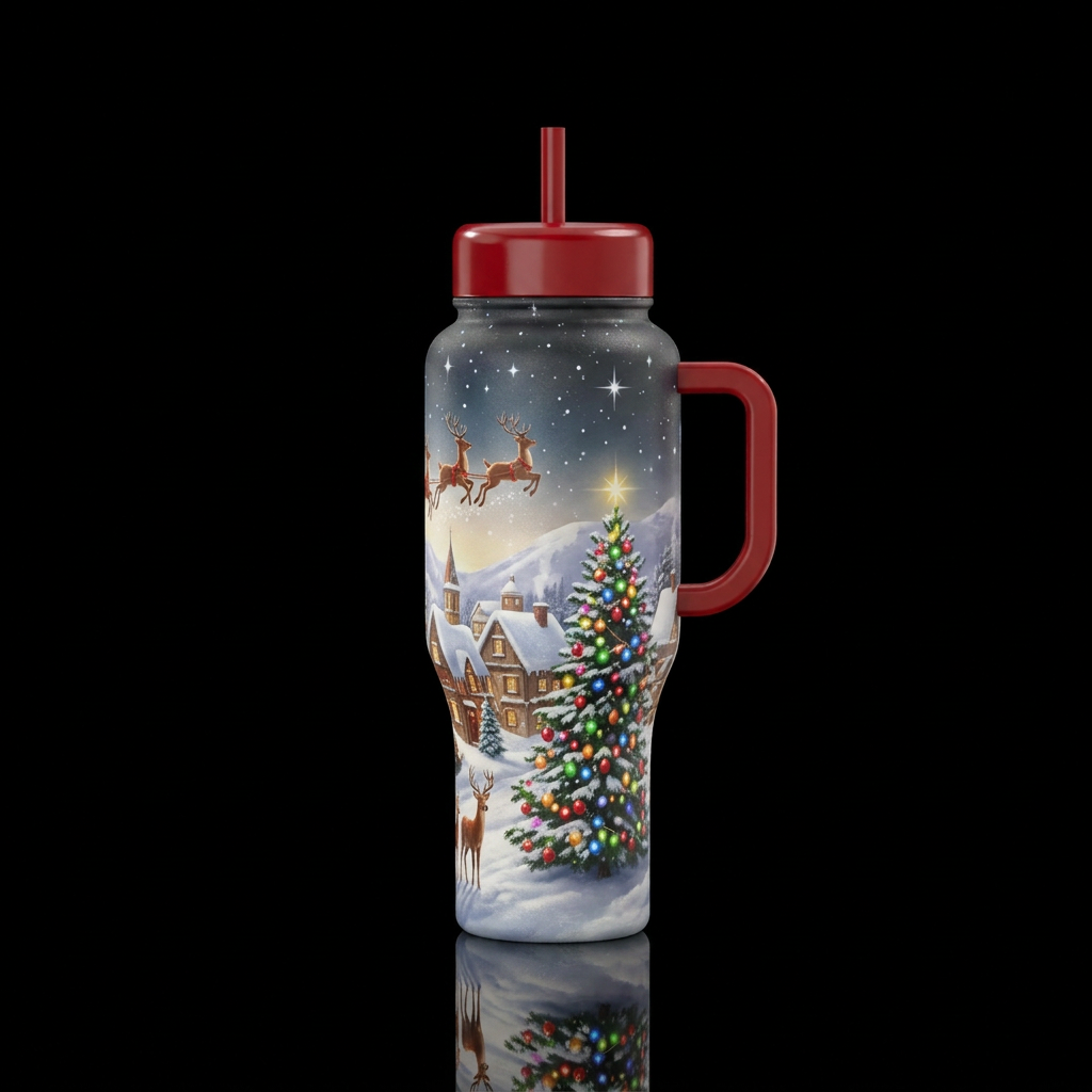 Christmas scene water bottle design