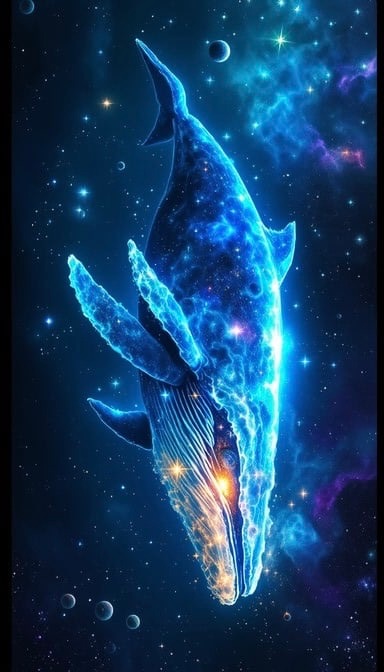 Celestial whale water bottle design