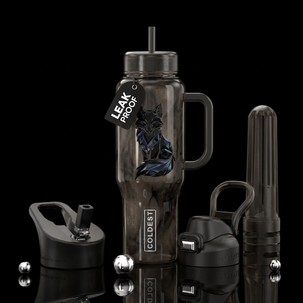 Smoky Quartz + = Obsidian fox water bottle design