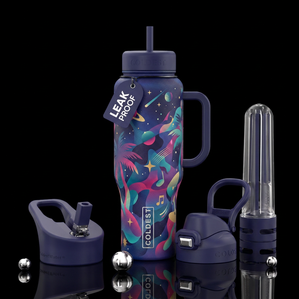 Groovy summer nights water bottle design