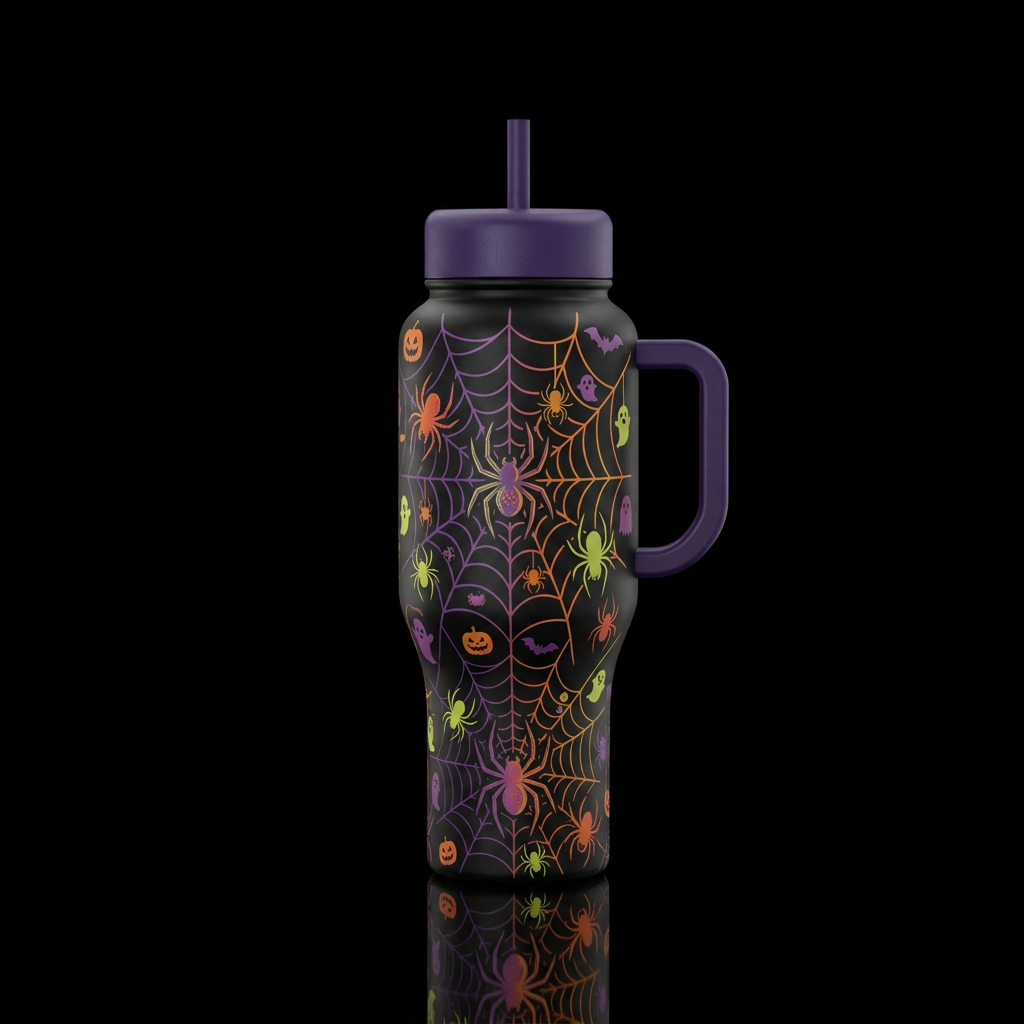 Halloween, spider, water bottle design