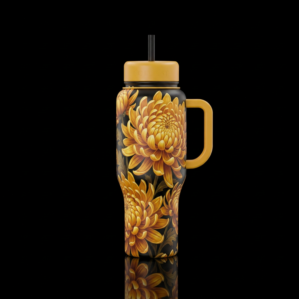 Citrine chrysanthemum water bottle design