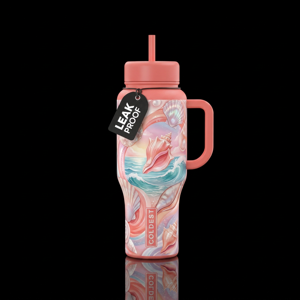 Pink conch dream water bottle design