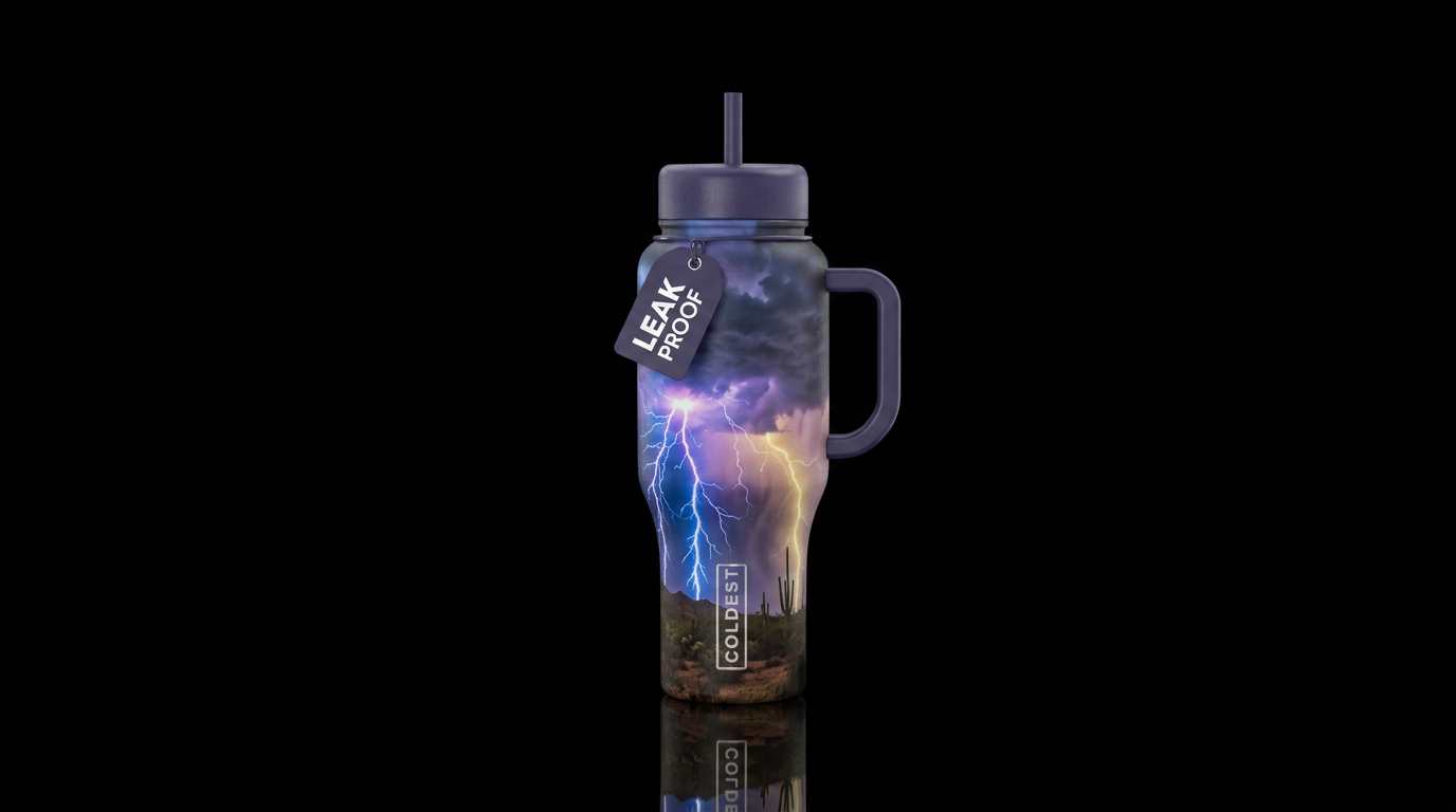 Arizona monsoon lightening strike water bottle design