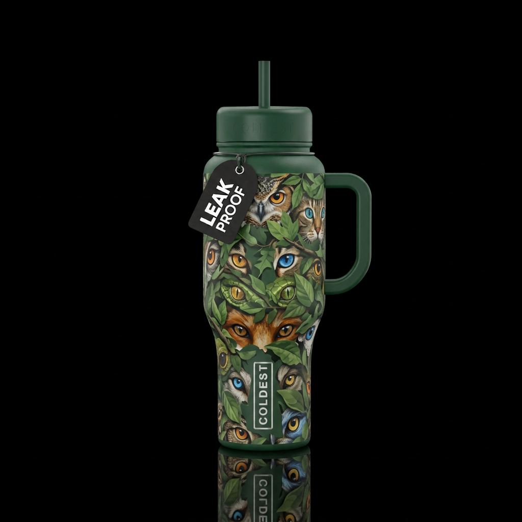 The Forest has Eyes water bottle design