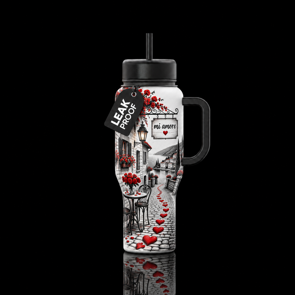 Mi amore water bottle design