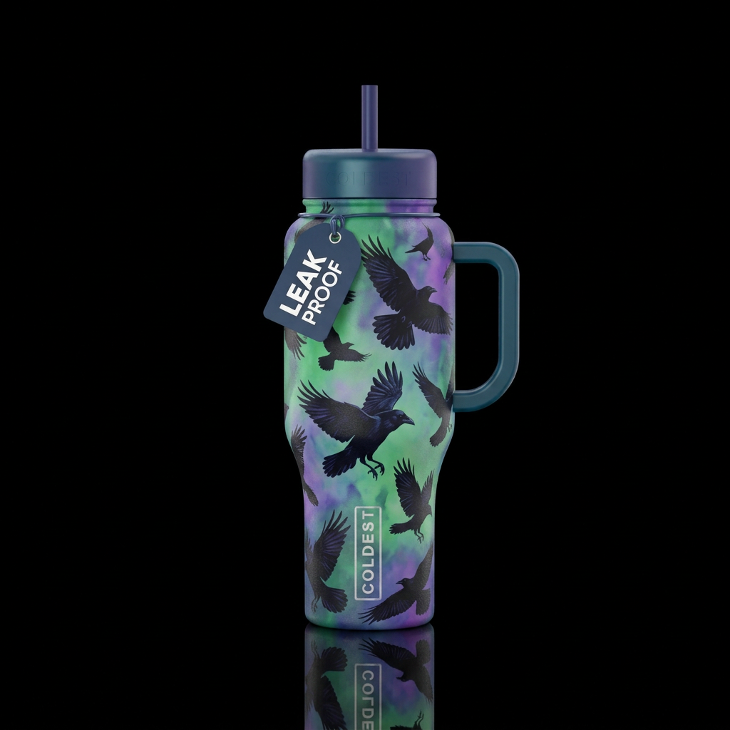 Nevermore water bottle design