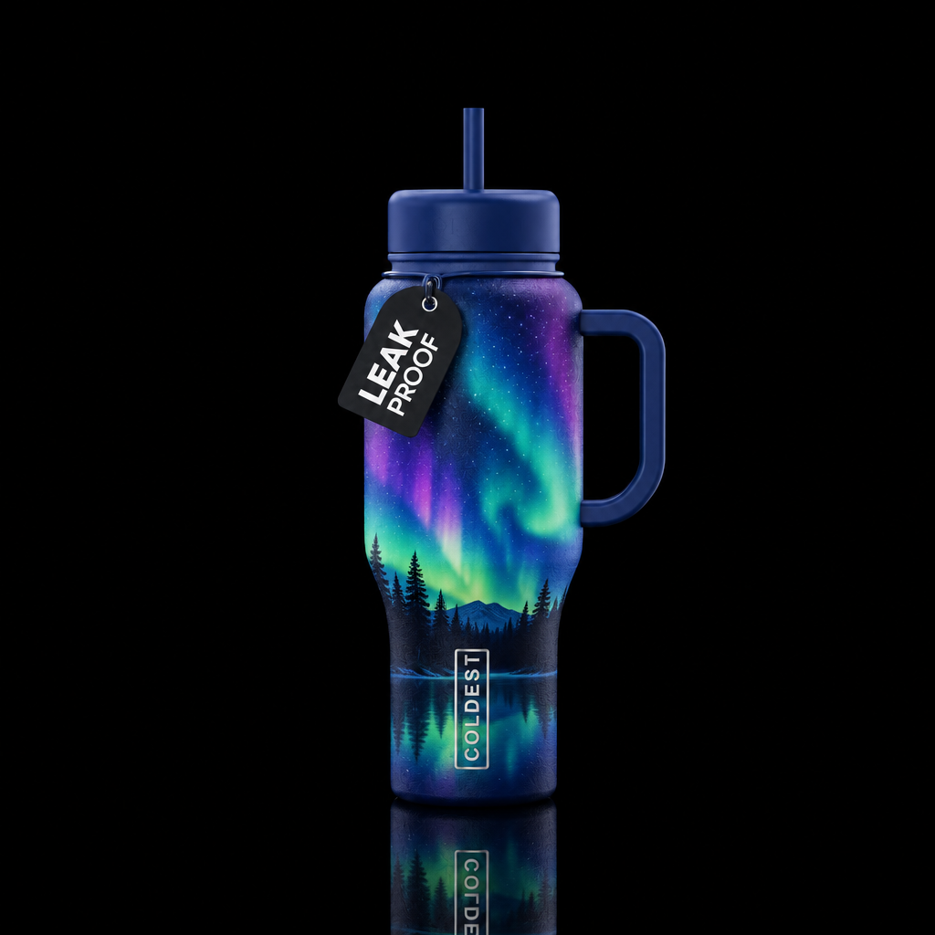 Arctic Aurora water bottle design