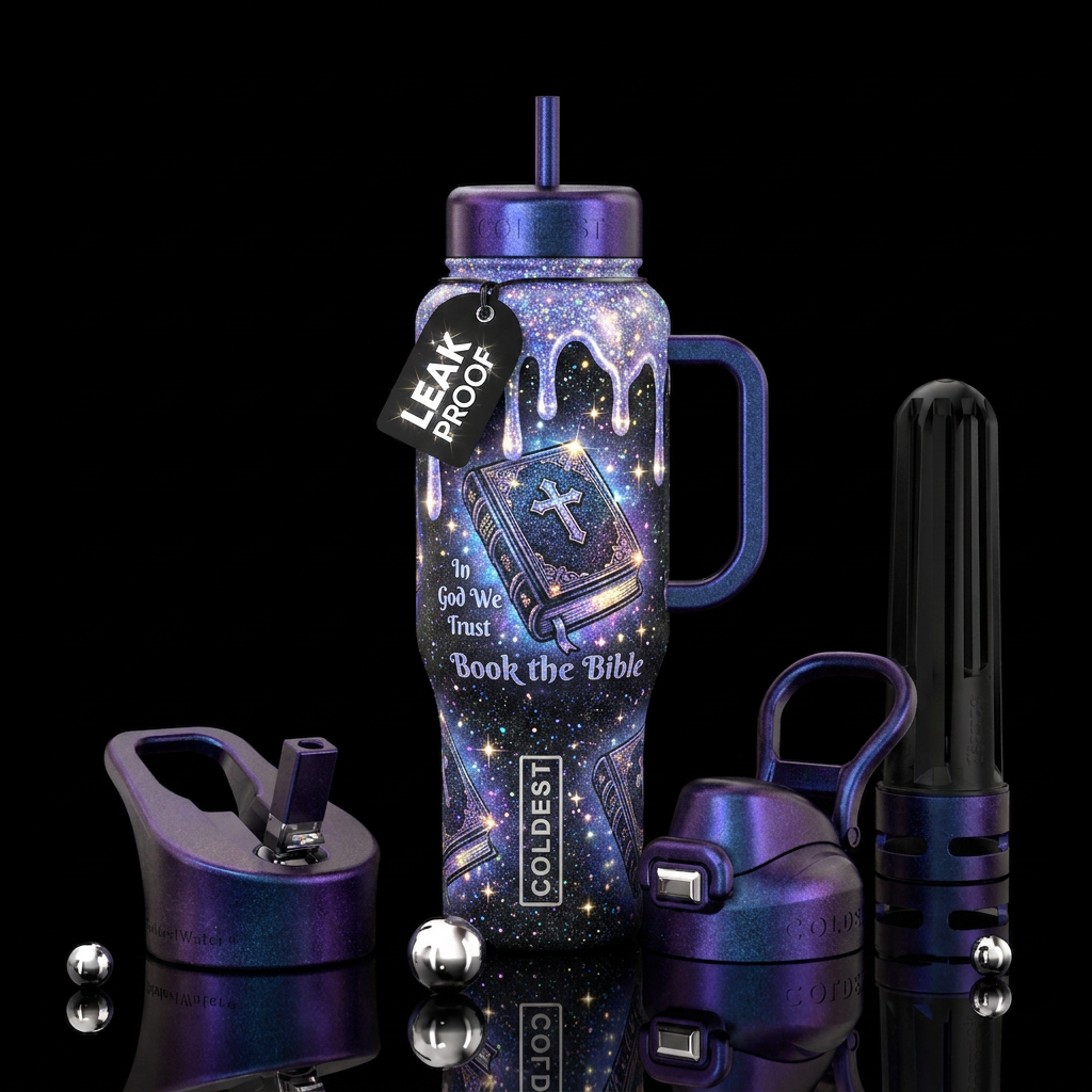 Dripping ,Book the Bible, In God We trust,sparkle,... water bottle design