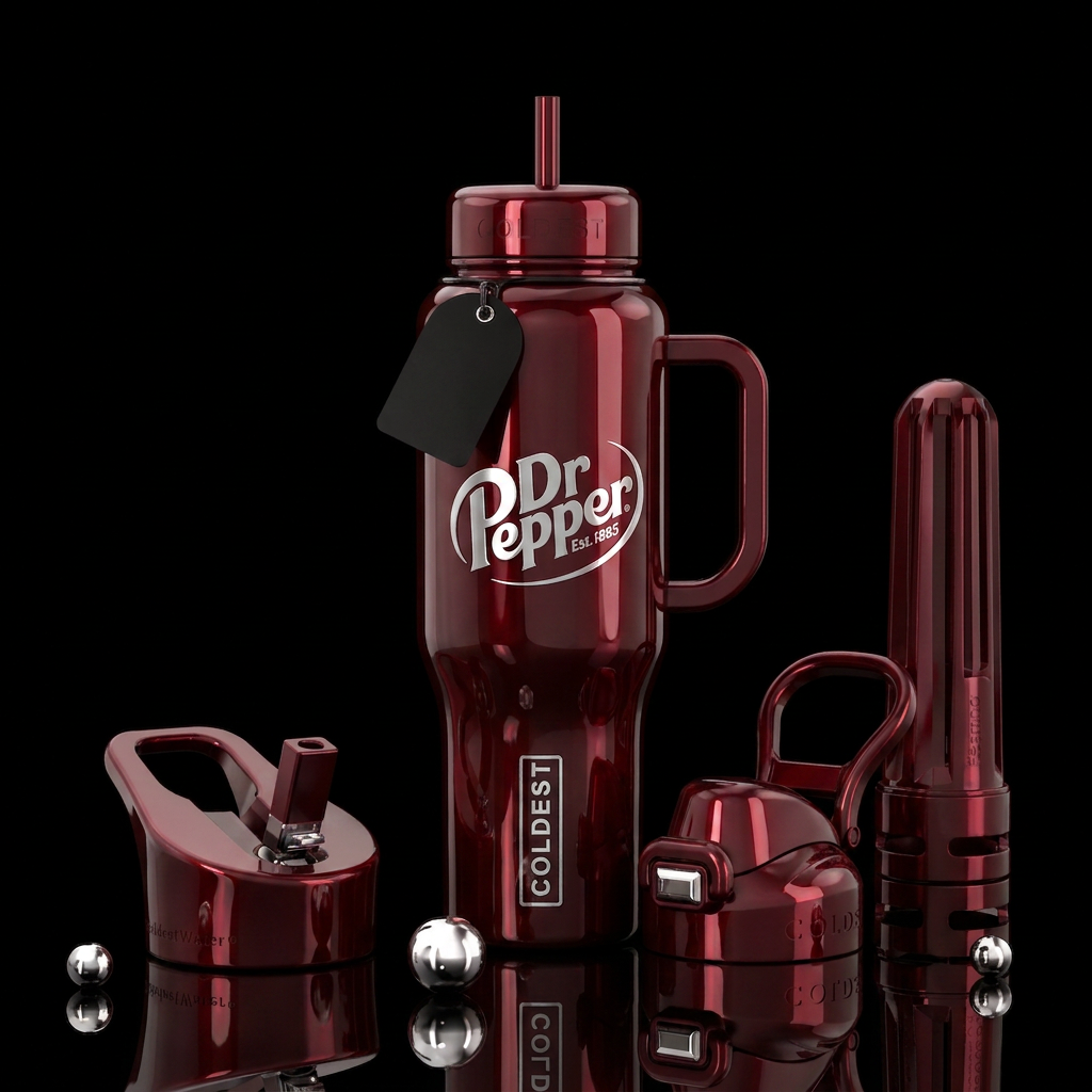 Dr pepper,glossy, shine,glowie water bottle design