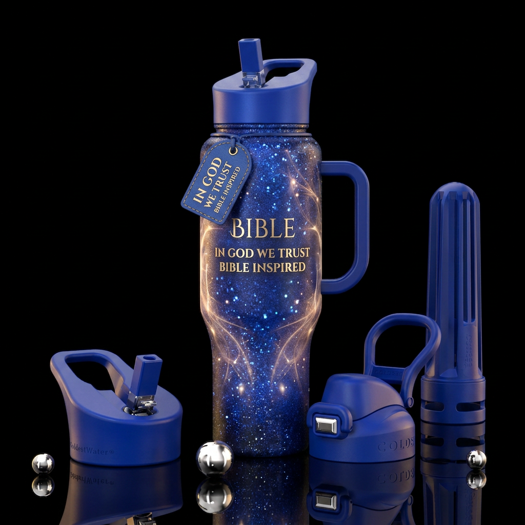 Bible, In God We trust,sparkle,glitter,glowing,spr... water bottle design