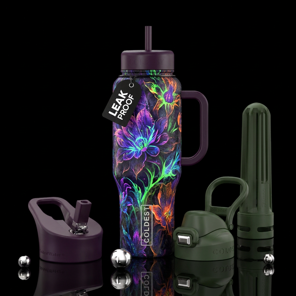 distressed, otherworldly, mysterious, abstract, sp... water bottle design