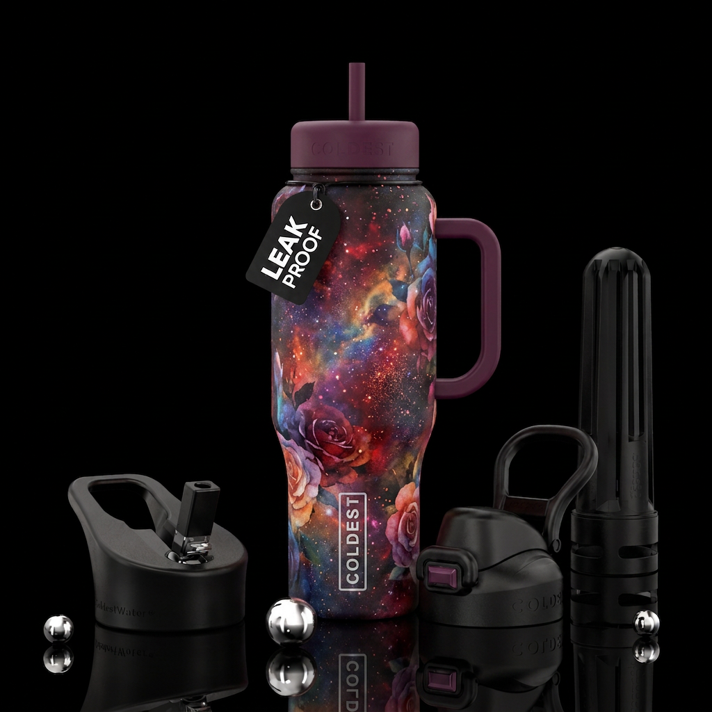 rose garden, sangria, glowie, sparkly, nebula, wat... water bottle design