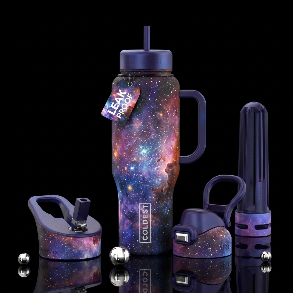 Galaxy,stardust,out of this word water bottle design