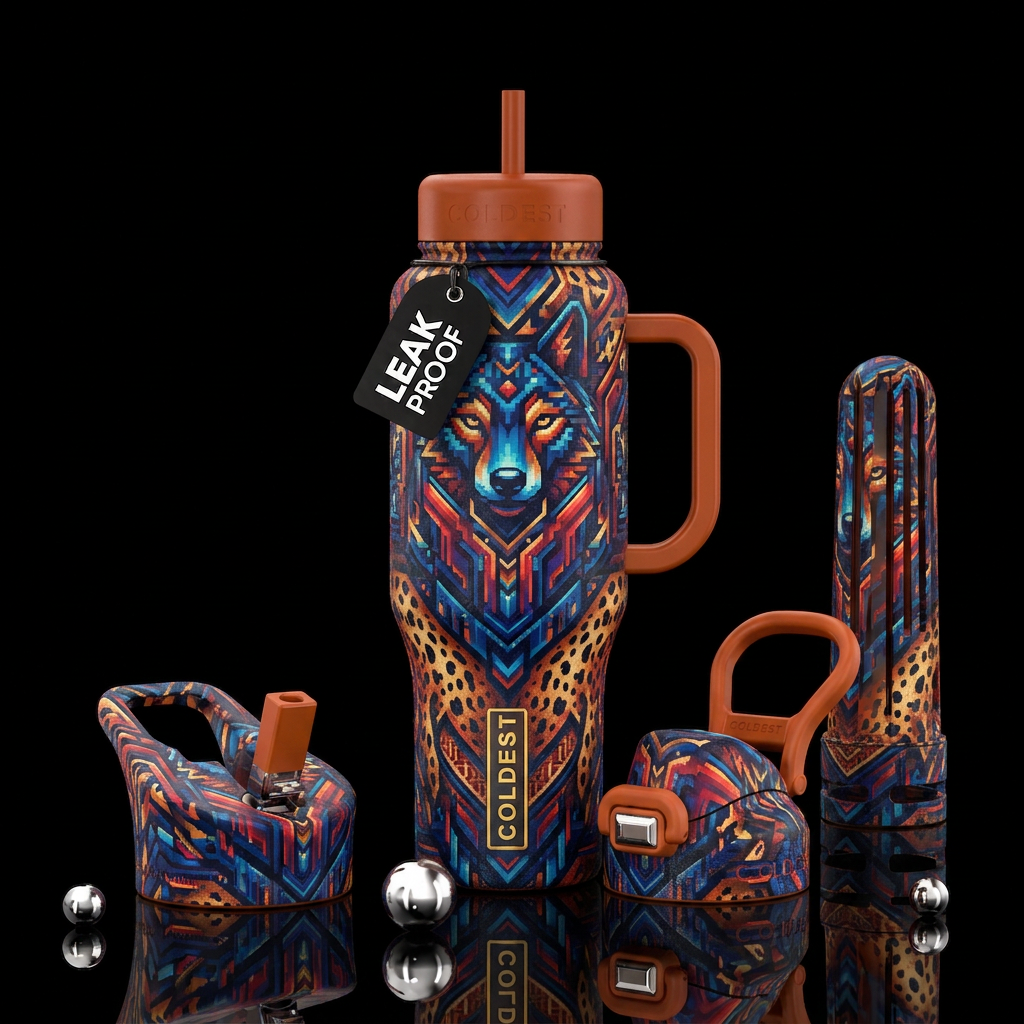 futuristic, wolf, cheetah, malaysian, cheetah, adv... water bottle design