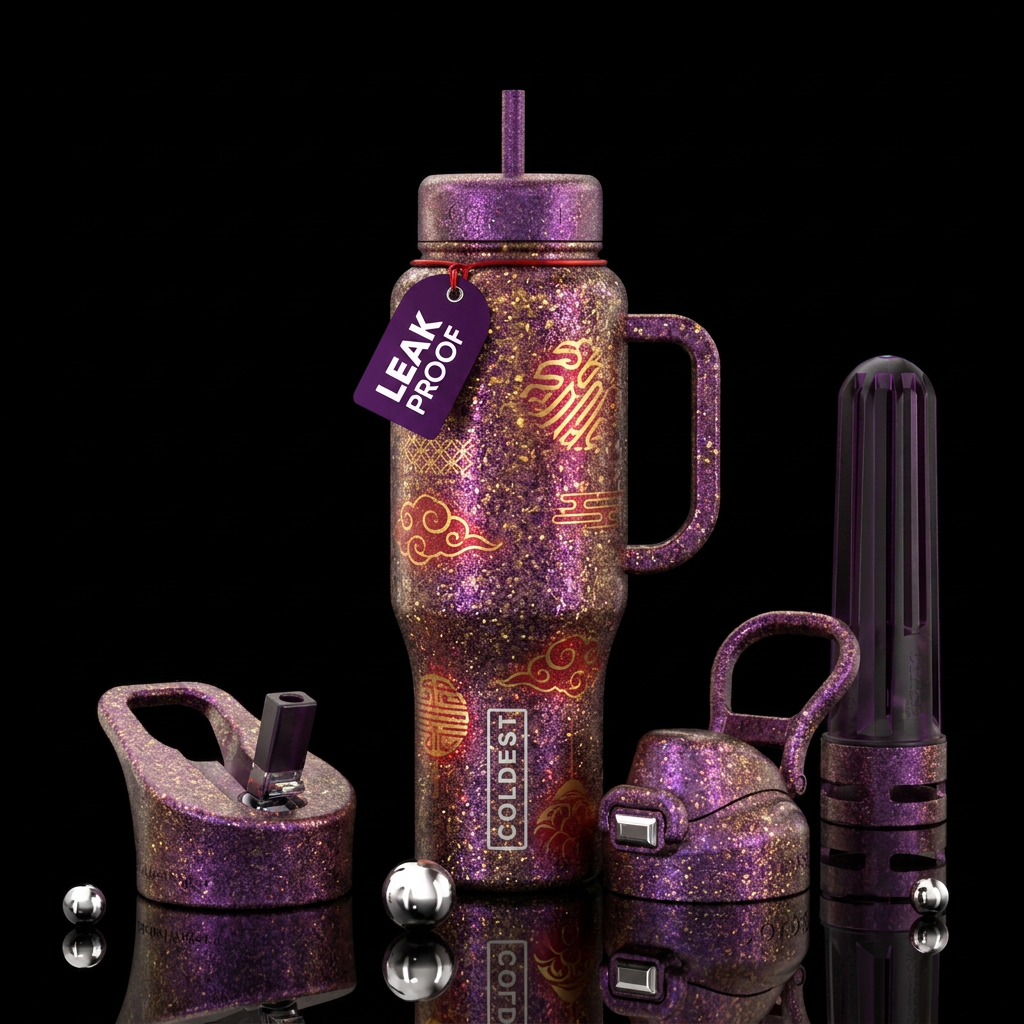 amethyst, lunar new year, glowie, sparkly, shimmer... water bottle design