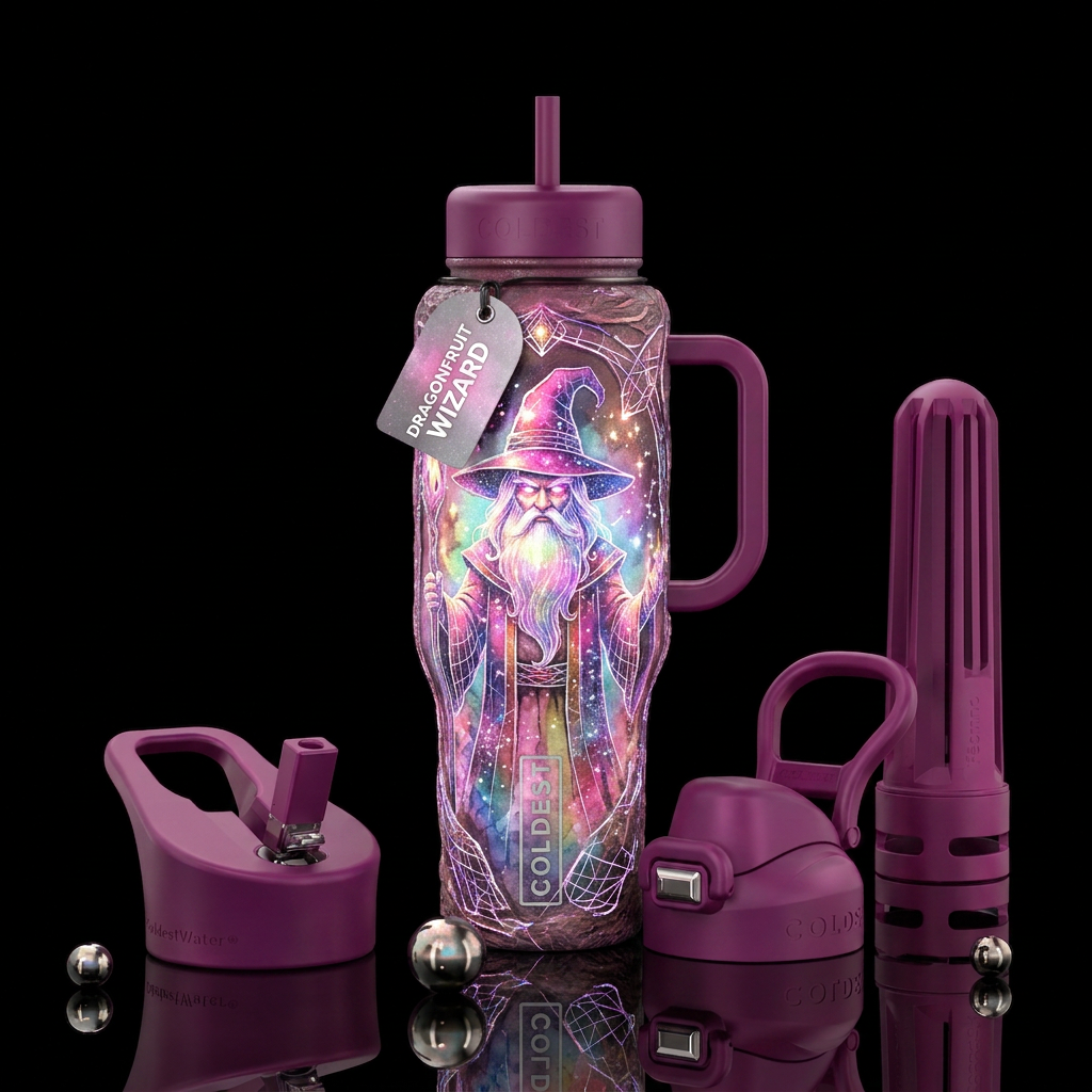 sculpted, spray painted, watercolor, painting, irr... water bottle design
