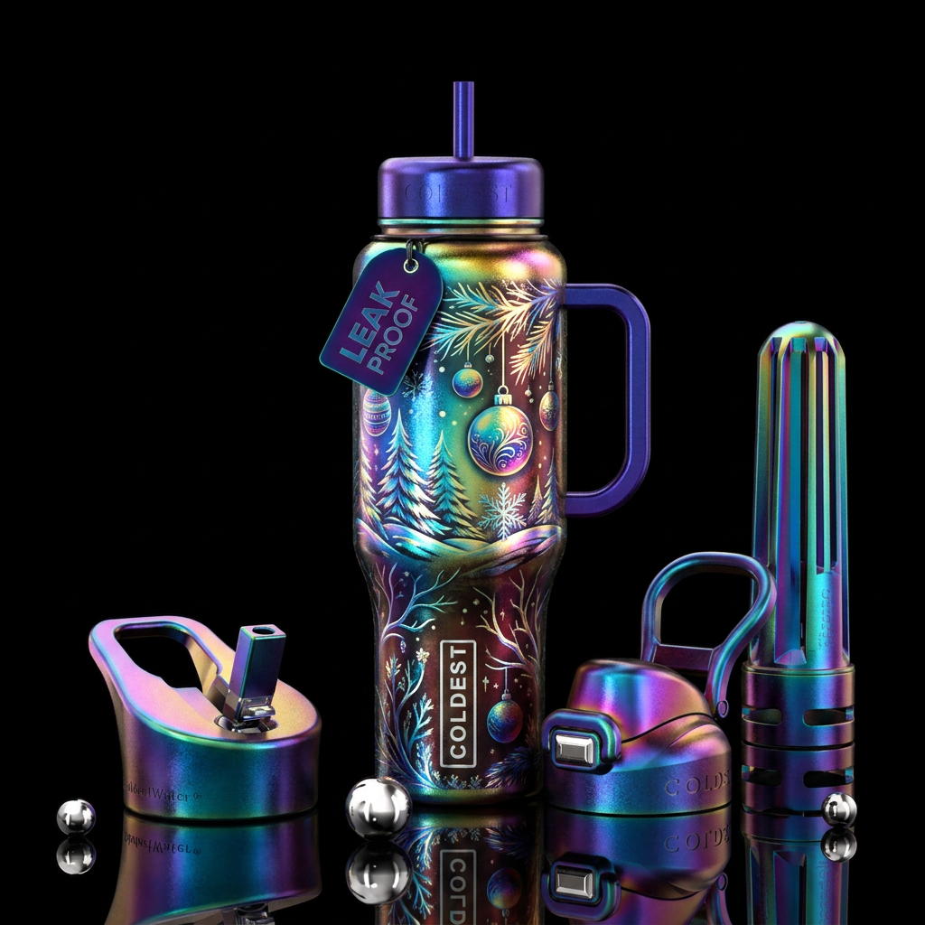 christmas, beautiul, realism, electric, artistic, ... water bottle design