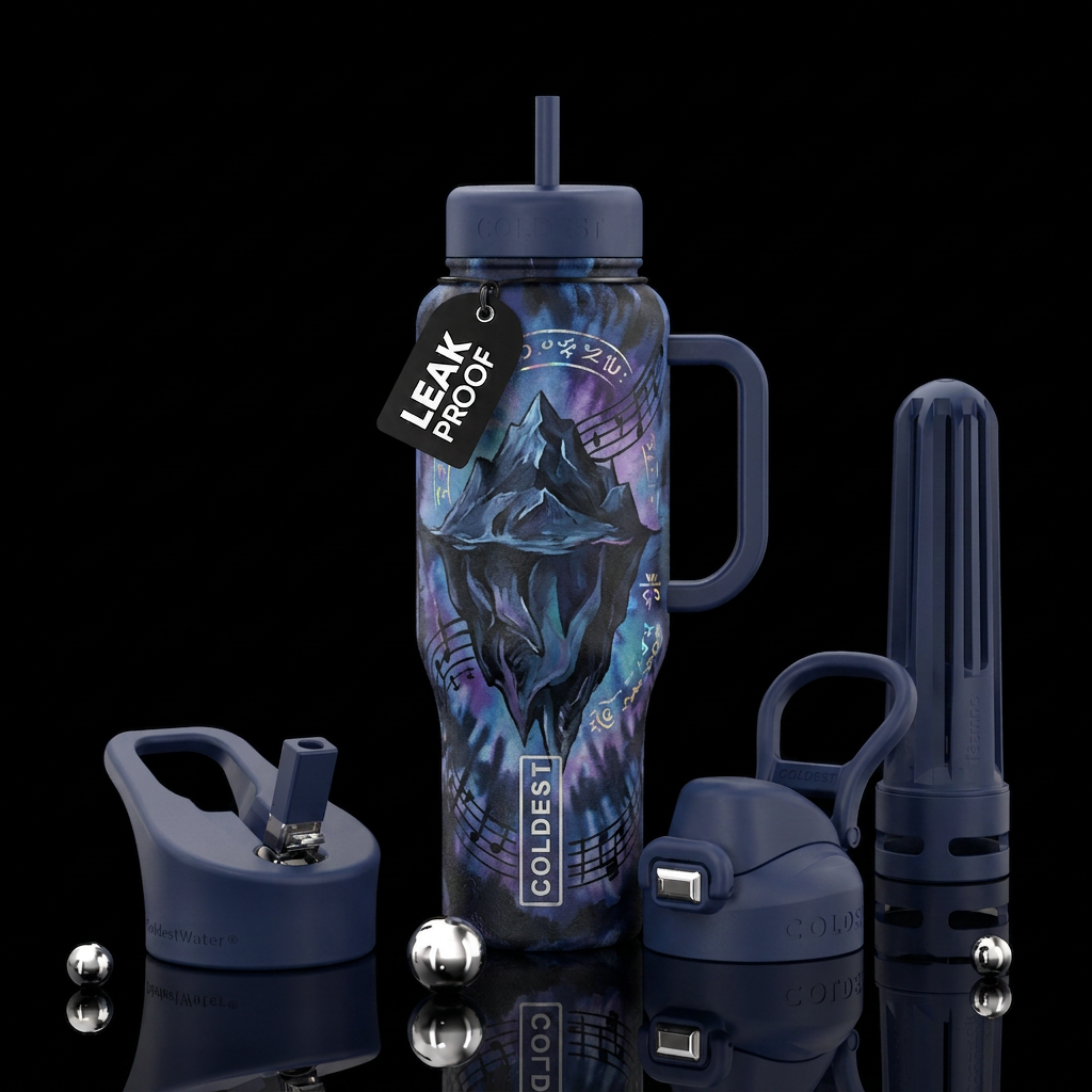 iceberg, darkwave, tie-dye, painted, wizard, magic... water bottle design