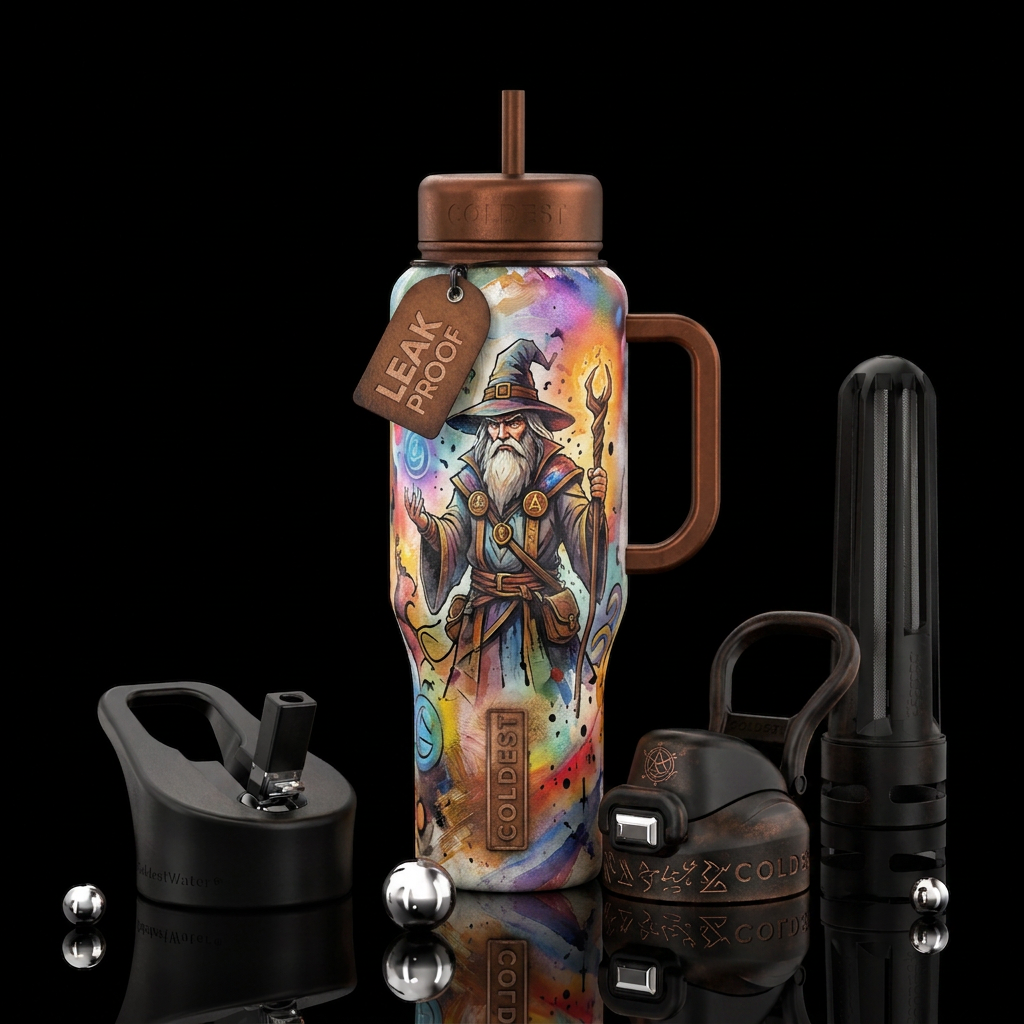 spray painted, oil painted, watercolor, painted, c... water bottle design