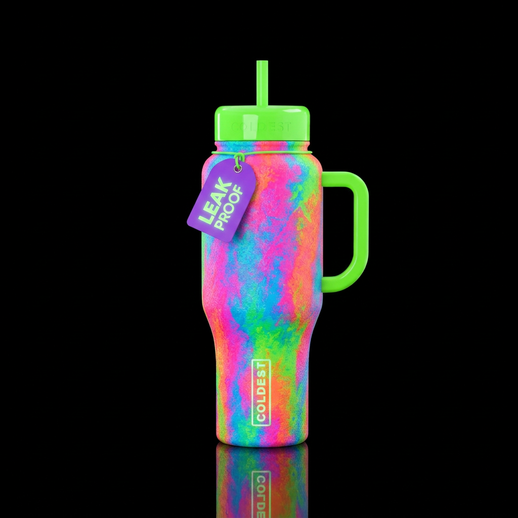Neon colors water bottle design