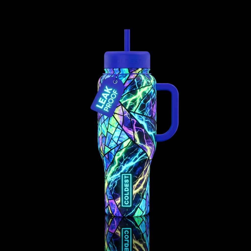 STAINED LIGHTING BOLT water bottle design