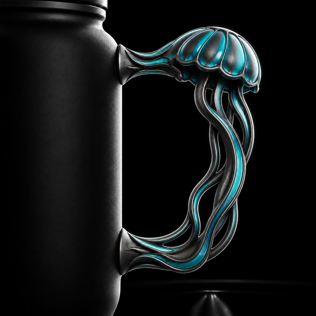 Blue jellyfish water bottle design