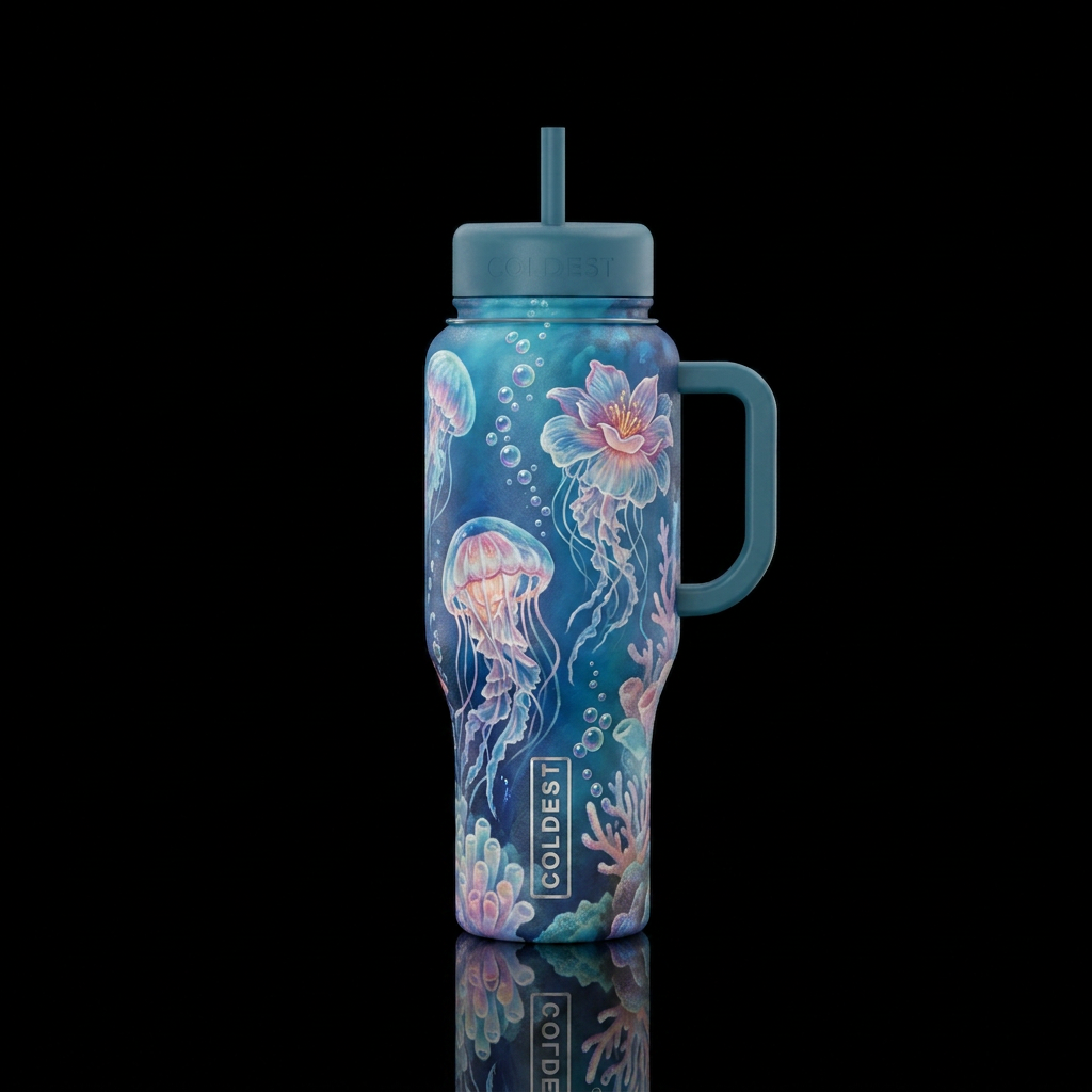 Jelly bloom “Flowing jellyfish shaped like delicat... water bottle design