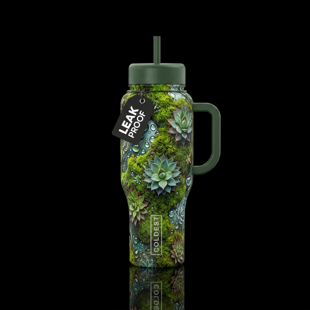 Moss and .aguc water bottle design